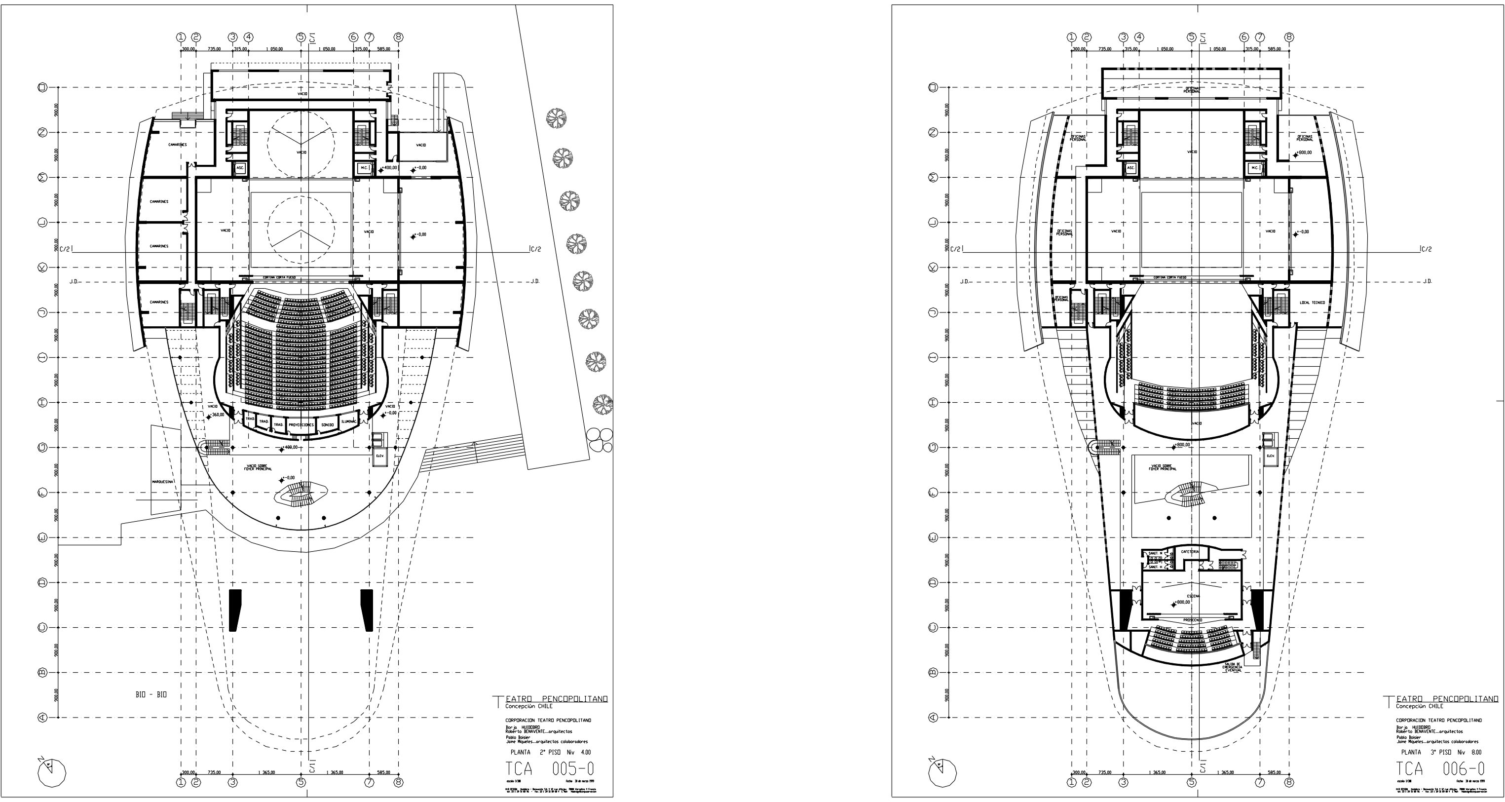 Planos del boceto de Borja Huidobro del Teatro Pencopolitano. Planos del boceto de Borja Huidobro del Teatro Pencopolitano