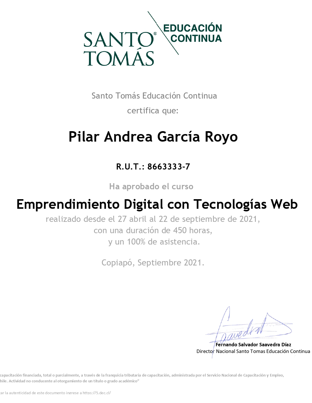 Certificado Desarrollo Web
