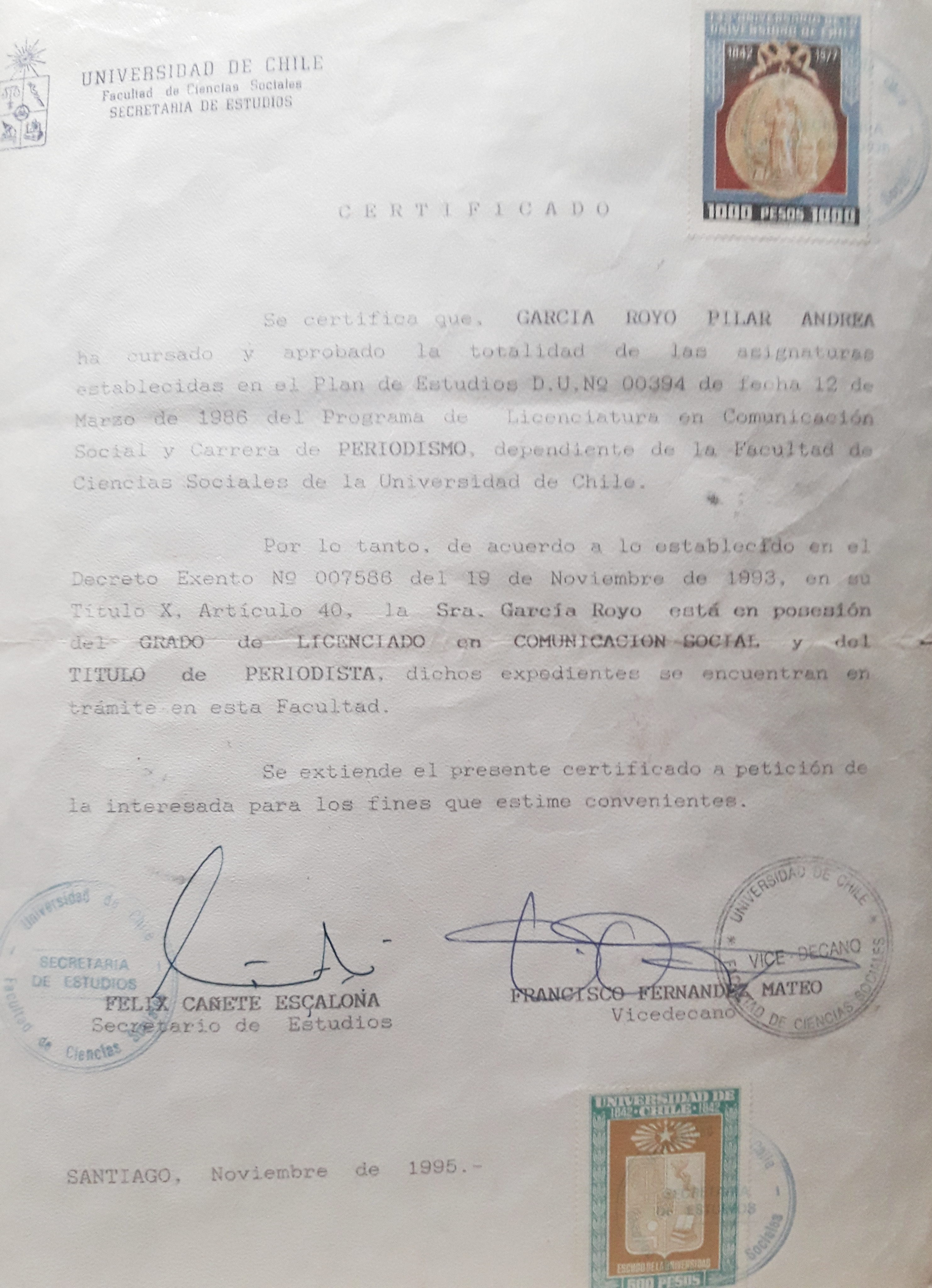 Certificado de Periodista